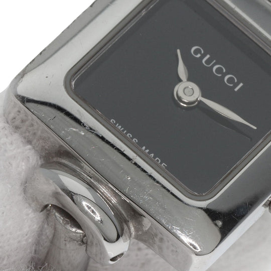 GUCCI Watches Quartz 1900L Stainless Steel , Stainless Steel Silver Square face black dial Women Used Authentic