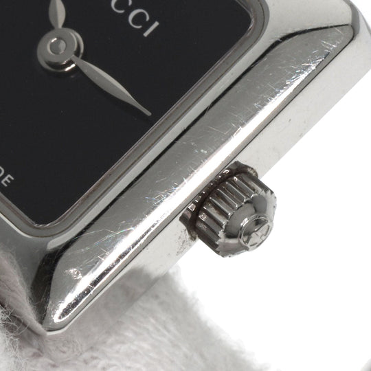 GUCCI Watches Quartz 1900L Stainless Steel , Stainless Steel Silver Square face black dial Women Used Authentic