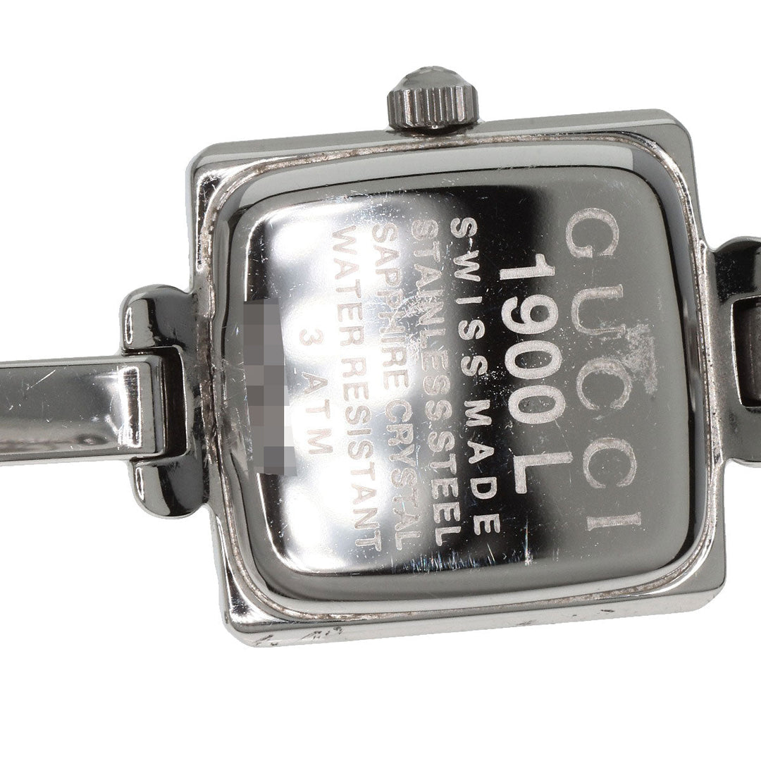GUCCI Watches Quartz 1900L Stainless Steel , Stainless Steel Silver Square face black dial Women Used Authentic