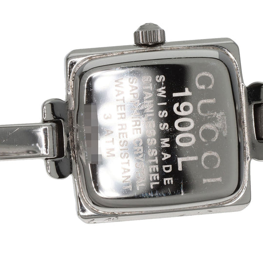 GUCCI Watches Quartz 1900L Stainless Steel , Stainless Steel Silver Square face black dial Women Used Authentic