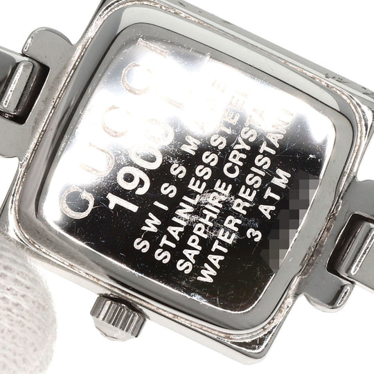 GUCCI Watches Quartz 1900L Stainless Steel , Stainless Steel Silver Square face black dial Women Used Authentic