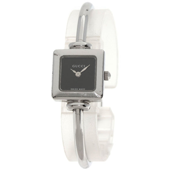 GUCCI Watches Quartz 1900L Stainless Steel , Stainless Steel Silver Square face black dial Women Used Authentic