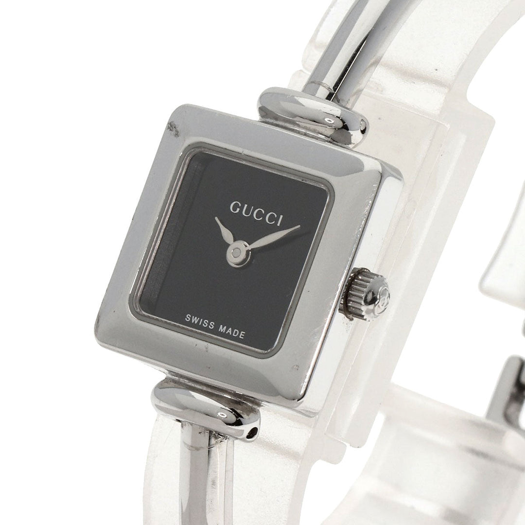 GUCCI Watches Quartz 1900L Stainless Steel , Stainless Steel Silver Square face black dial Women Used Authentic