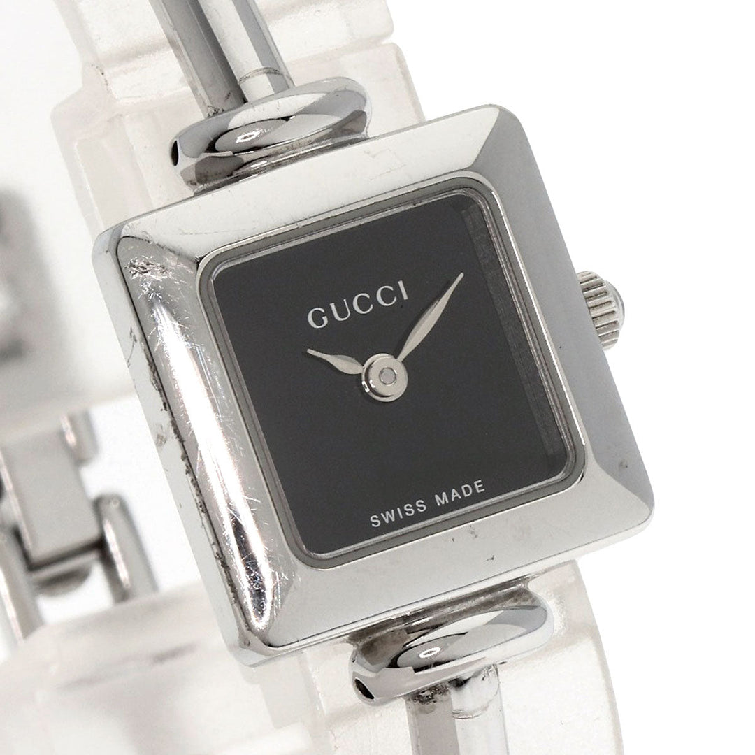 GUCCI Watches Quartz 1900L Stainless Steel , Stainless Steel Silver Square face black dial Women Used Authentic