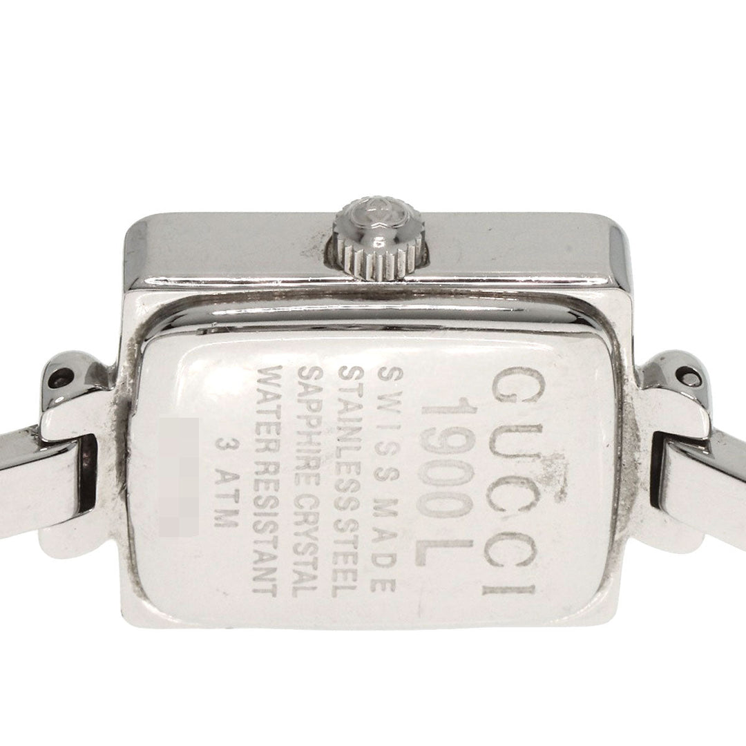 GUCCI Watches Quartz 1900L Stainless Steel , Stainless Steel Silver Square face black dial Women Used Authentic