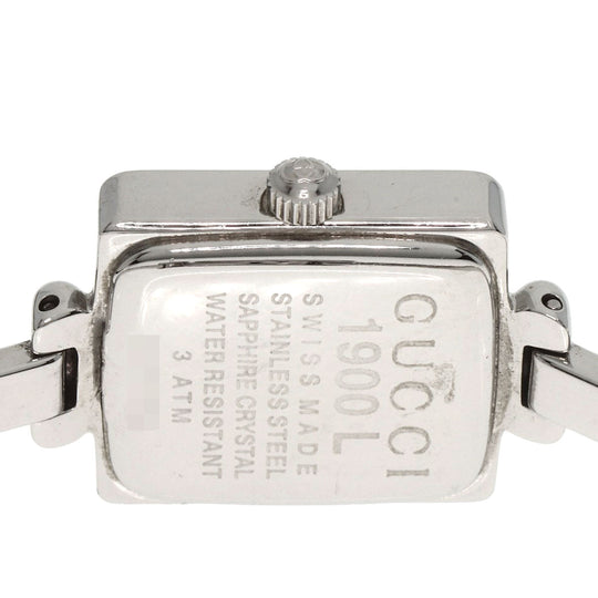 GUCCI Watches Quartz 1900L Stainless Steel , Stainless Steel Silver Square face black dial Women Used Authentic