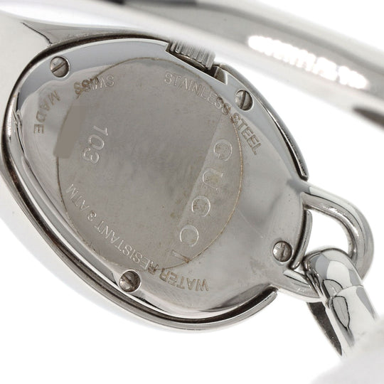 GUCCI Watches Quartz 103 Stainless Steel , Stainless Steel Silver Horsebit Bezel Diamond white dial Women Used Authentic