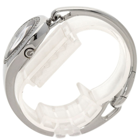 GUCCI Watches Quartz 103 Stainless Steel , Stainless Steel Silver Horsebit Bezel Diamond white dial Women Used Authentic