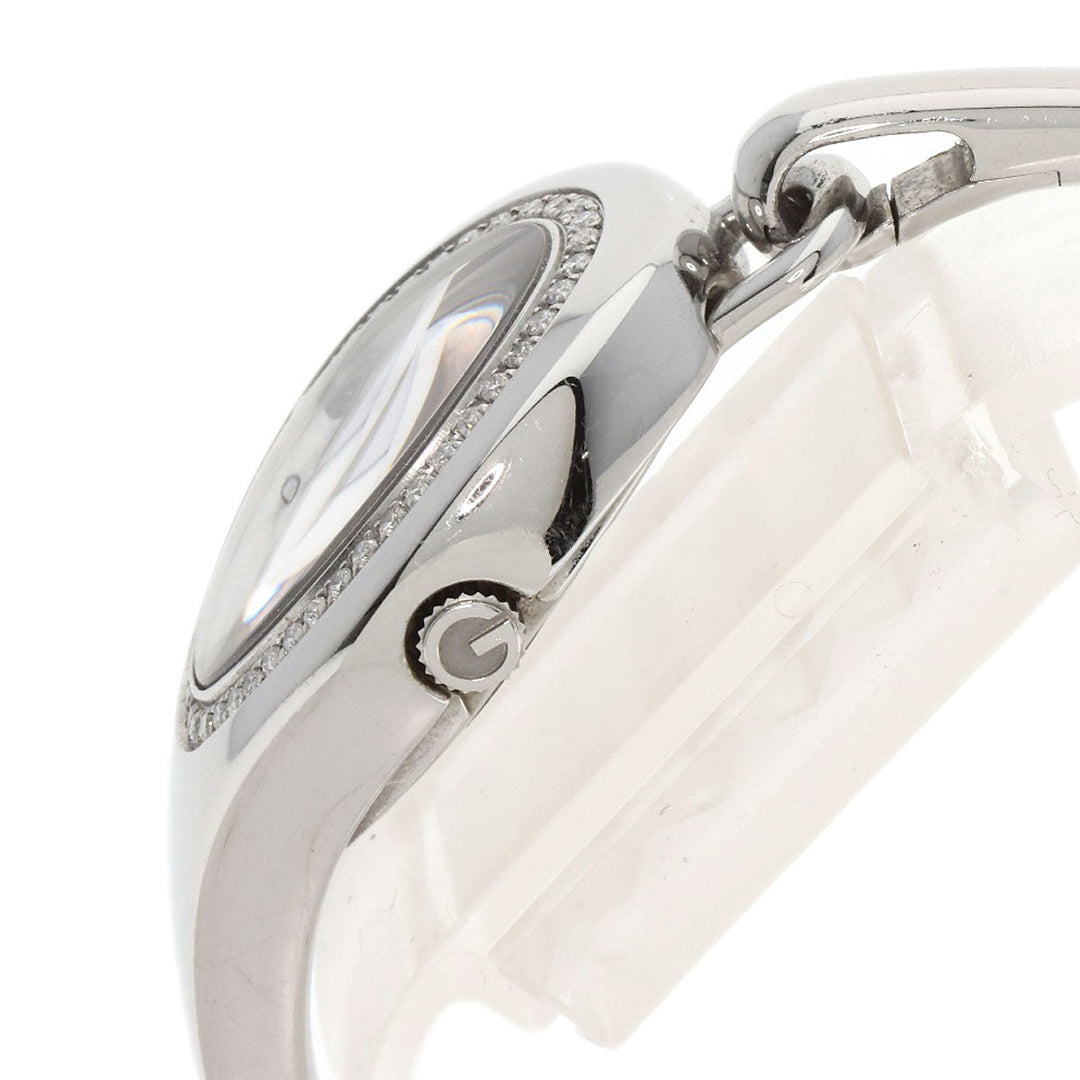 GUCCI Watches Quartz 103 Stainless Steel , Stainless Steel Silver Horsebit Bezel Diamond white dial Women Used Authentic