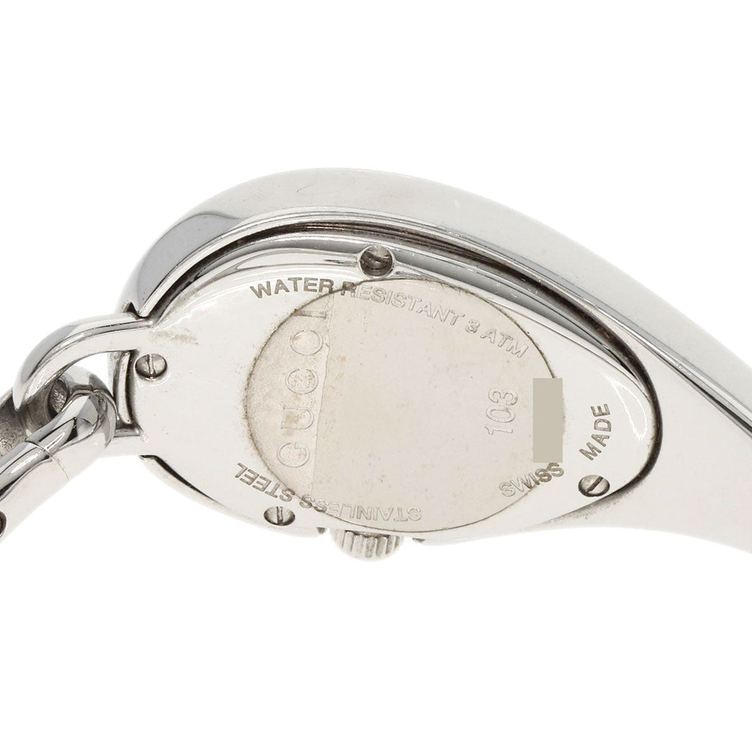 GUCCI Watches Quartz 103 Stainless Steel , Stainless Steel Silver Horsebit Bezel Diamond white dial Women Used Authentic