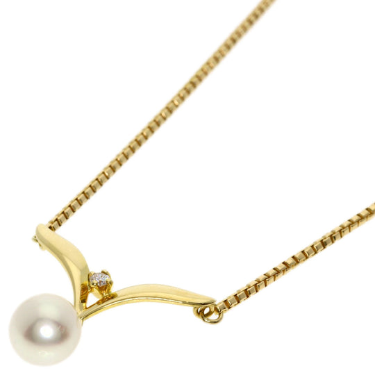 MIKIMOTO Necklace 18K Yellow Gold gold Pearl pearl diamond Women Used Authentic