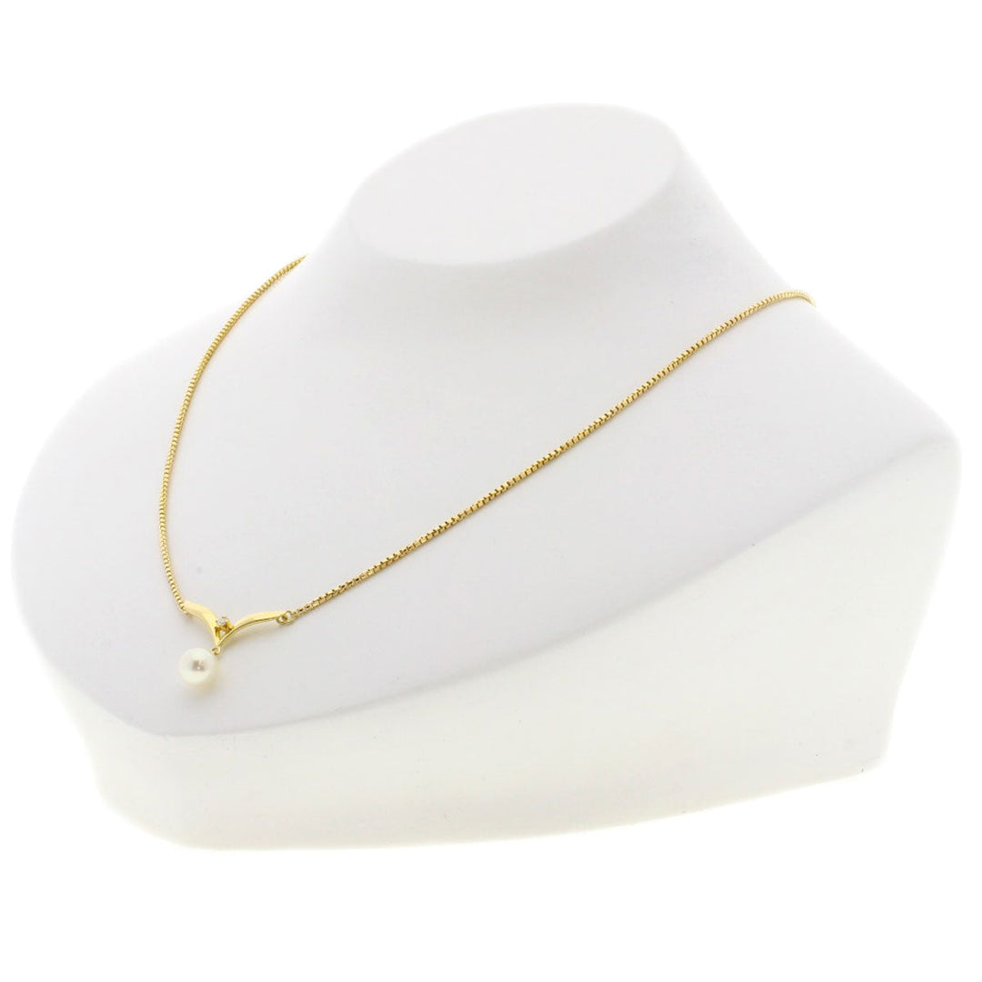 MIKIMOTO Necklace 18K Yellow Gold gold Pearl pearl diamond Women Used Authentic