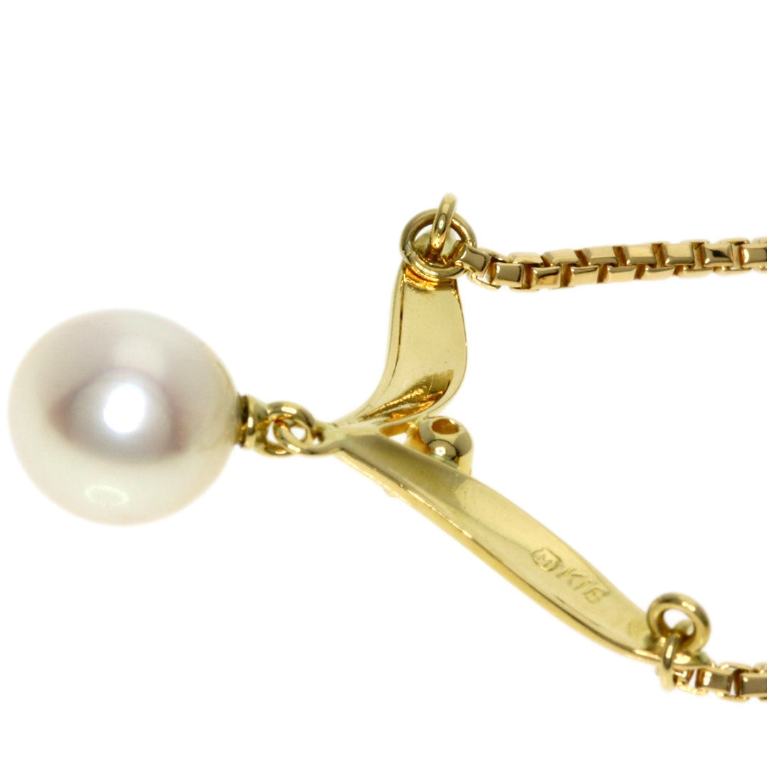 MIKIMOTO Necklace 18K Yellow Gold gold Pearl pearl diamond Women Used Authentic