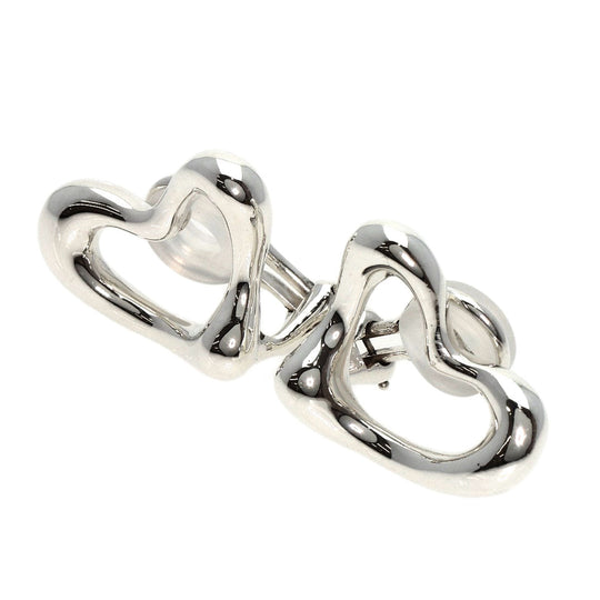 TIFFANY&Co. Earring SV Silver Open Heart Medium Women Used Authentic