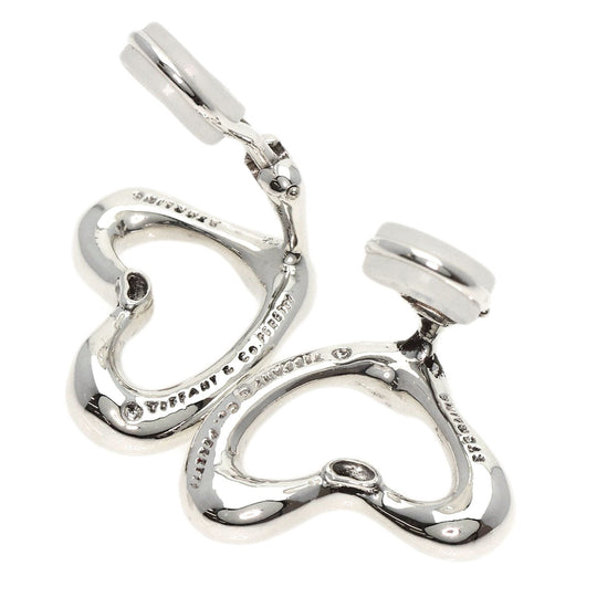 TIFFANY&Co. Earring SV Silver Open Heart Medium Women Used Authentic