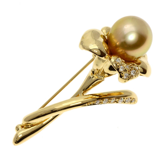 TASAKI Brooch 18K Yellow Gold gold Golden Pearl Diamond