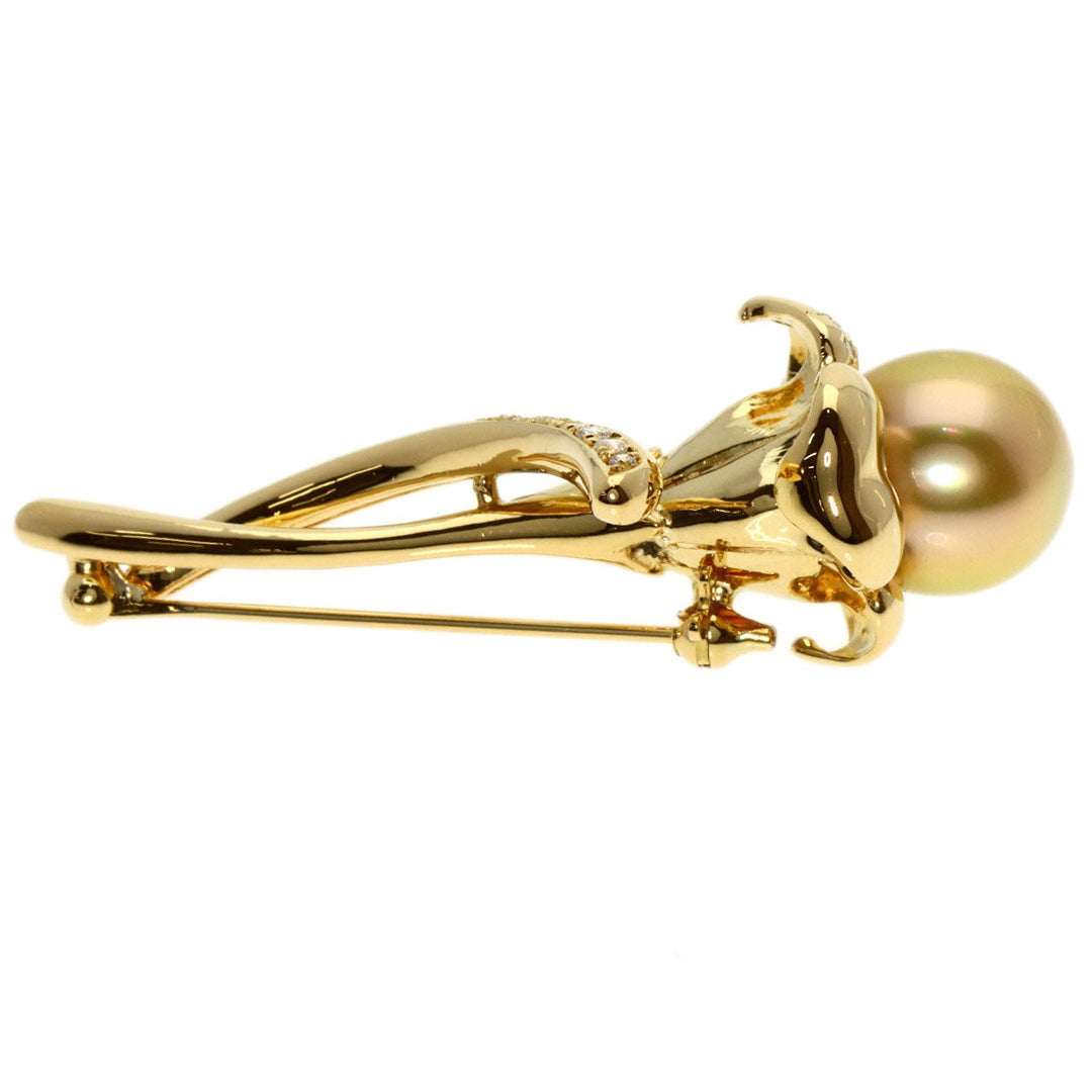 TASAKI Brooch 18K Yellow Gold gold Golden Pearl Diamond