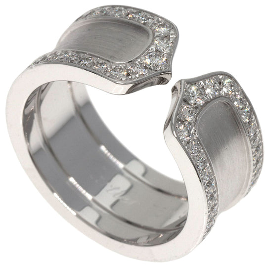 CARTIER Ring K18WG Silver C2 Ring Edge Diamond #50 Manufacturer Complete Women Used Authentic