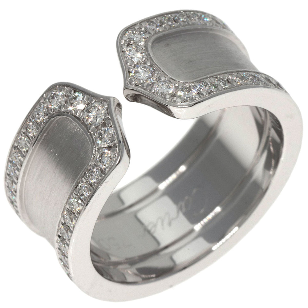 CARTIER Ring K18WG Silver C2 Ring Edge Diamond #50 Manufacturer Complete Women Used Authentic