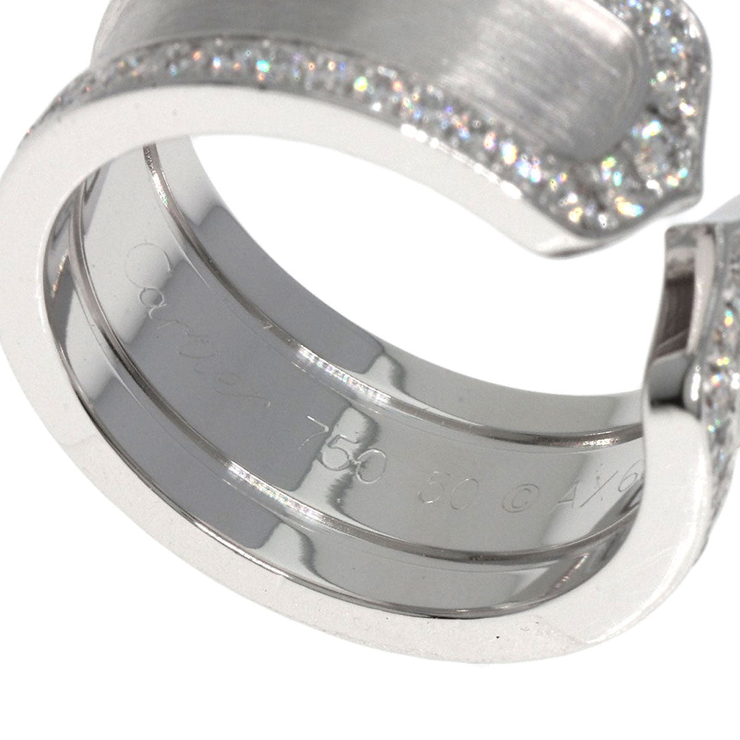 CARTIER Ring K18WG Silver C2 Ring Edge Diamond #50 Manufacturer Complete Women Used Authentic