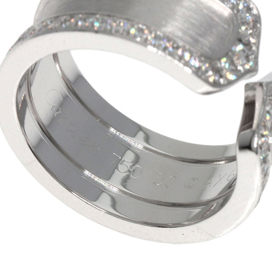 CARTIER Ring K18WG Silver C2 Ring Edge Diamond #50 Manufacturer Complete Women Used Authentic