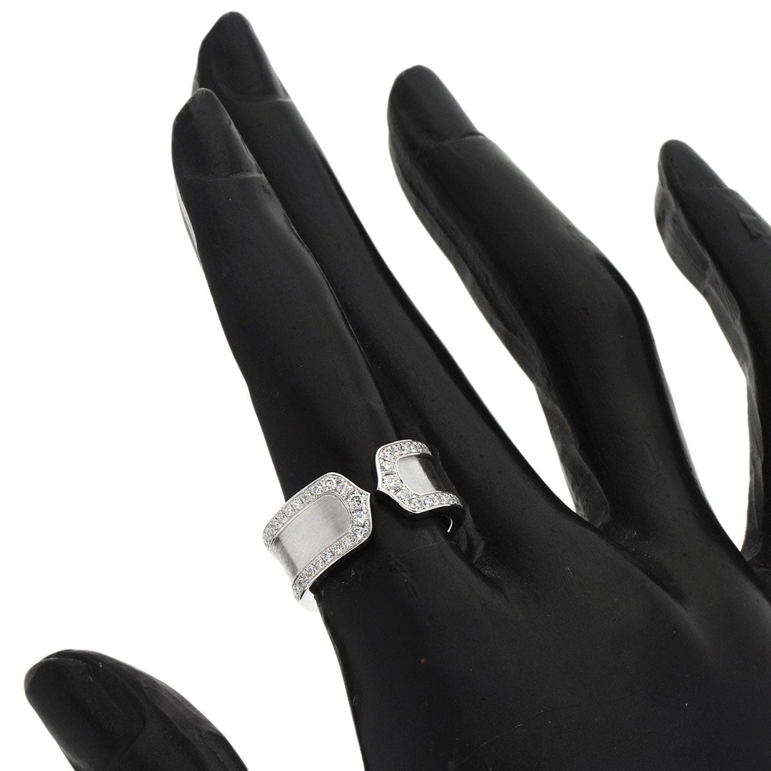 CARTIER Ring K18WG Silver C2 Ring Edge Diamond #50 Manufacturer Complete Women Used Authentic
