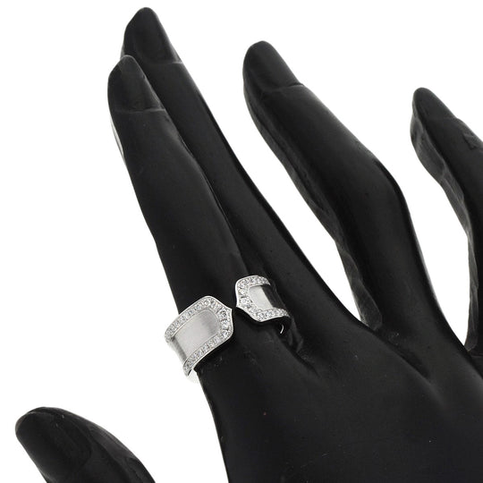 CARTIER Ring K18WG Silver C2 Ring Edge Diamond #50 Manufacturer Complete Women Used Authentic