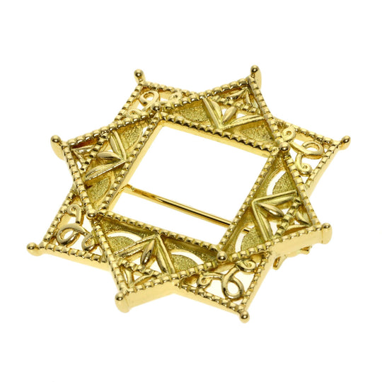 MIKIMOTO Brooch 18K Yellow Gold gold octagon design Women Used Authentic