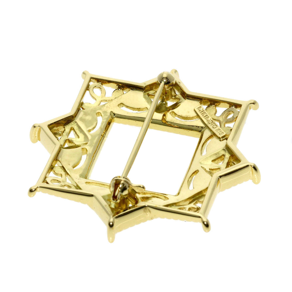 MIKIMOTO Brooch 18K Yellow Gold gold octagon design Women Used Authentic