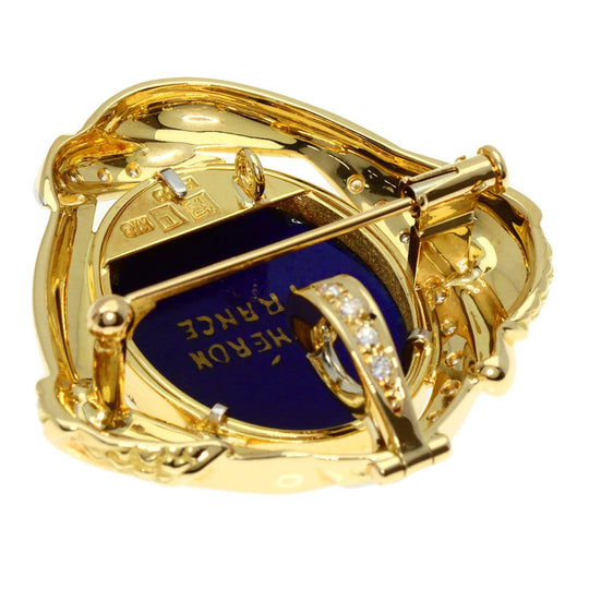 MITSUO KAJI Brooch 18K Yellow Gold gold Enamel, Cloisonne, Diamond