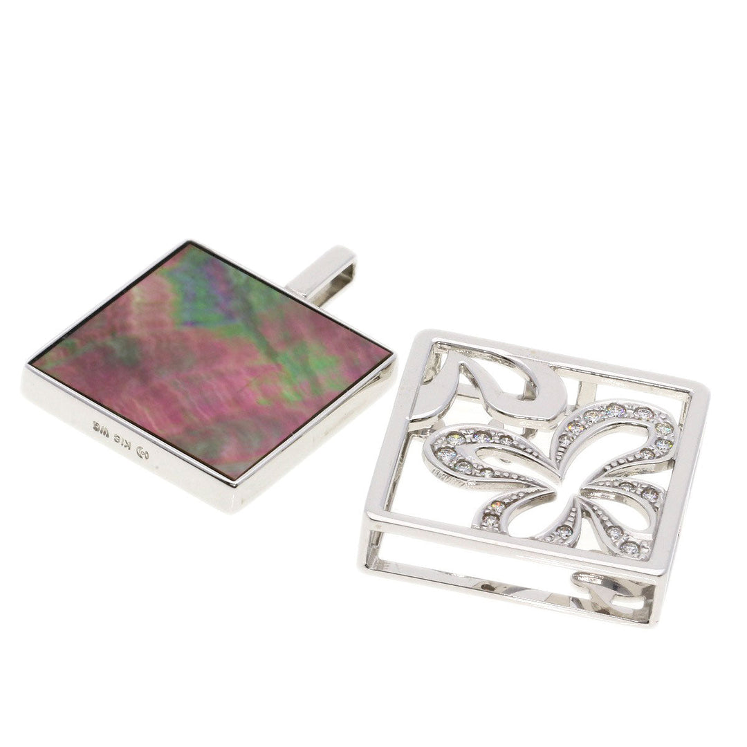 TASAKI Necklace K18WG Silver Black/White Shell Diamond 3WAY Women Used Authentic