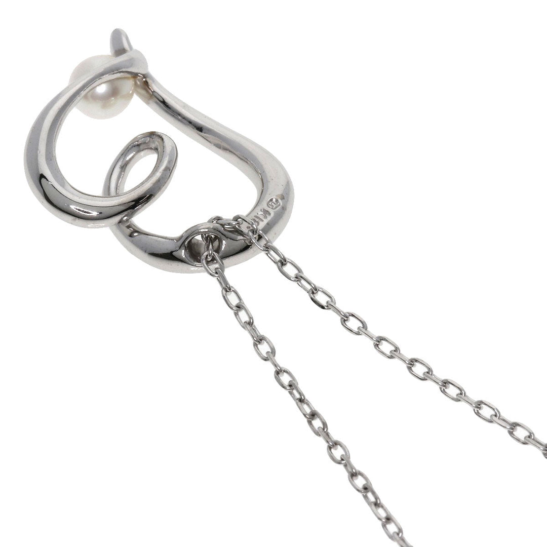 MIKIMOTO Necklace K18WG Silver Heart Pearl