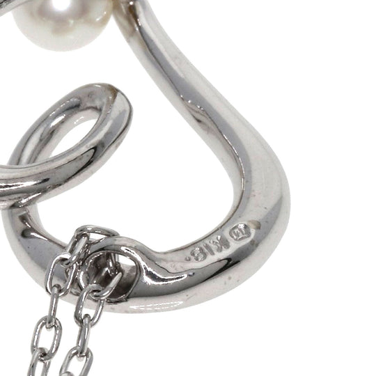 MIKIMOTO Necklace K18WG Silver Heart Pearl