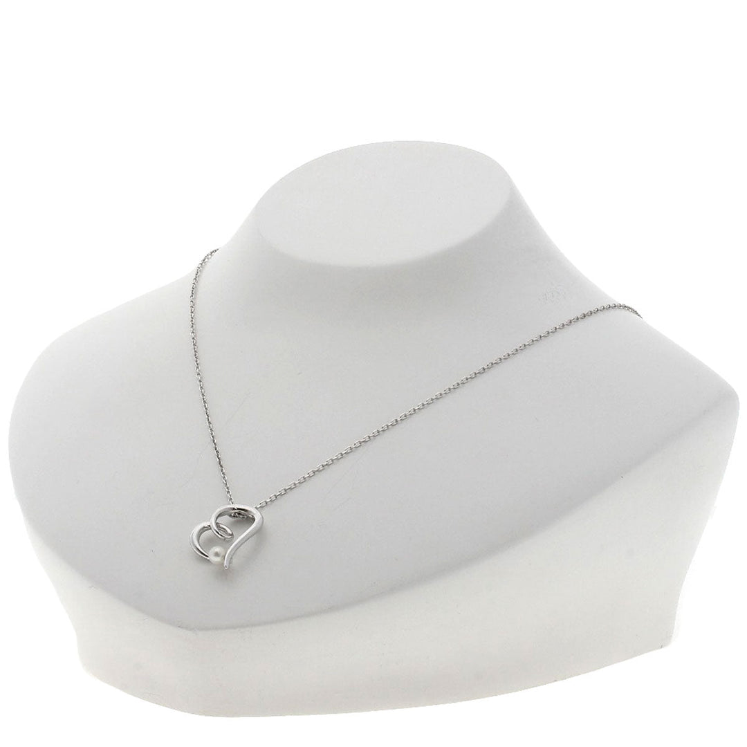 MIKIMOTO Necklace K18WG Silver Heart Pearl
