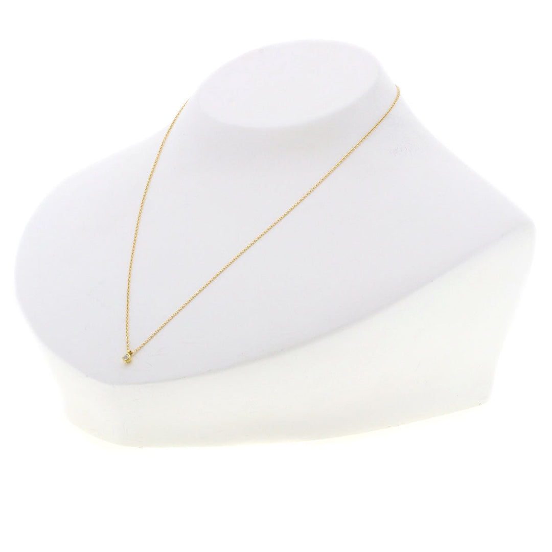agete Necklace 18K Yellow Gold Silver diamond Women Used Authentic