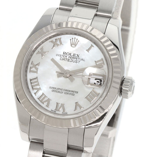 ROLEX Watches Mechanical Automatic 179174NR Stainless Steel , Stainless Steel , K18WG Silver Datejust White shell dial Women Used Authentic