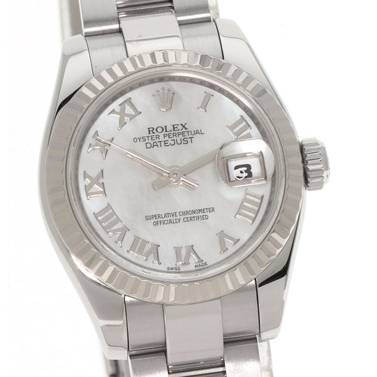 ROLEX Watches Mechanical Automatic 179174NR Stainless Steel , Stainless Steel , K18WG Silver Datejust White shell dial Women Used Authentic