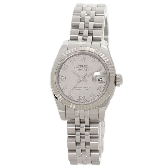 ROLEX Watches Mechanical Automatic 179174DN2BR Stainless Steel , Stainless Steel , K18WG Silver Datejust 2P Diamond Goldust Dial White shell dial Women Used Authentic