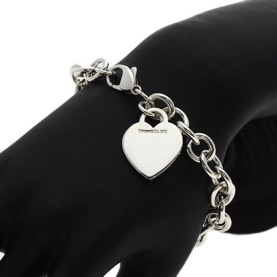TIFFANY&Co. bracelet SV Silver Heart tag breath Women Used Authentic