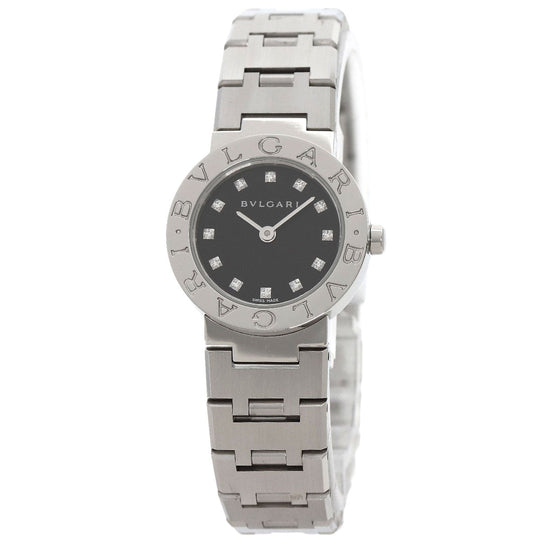 BVLGARI Watches Quartz BB23SS/12 Stainless Steel , Stainless Steel Silver BVLGARI BVLGARI 12P Diamond black dial Women Used Authentic