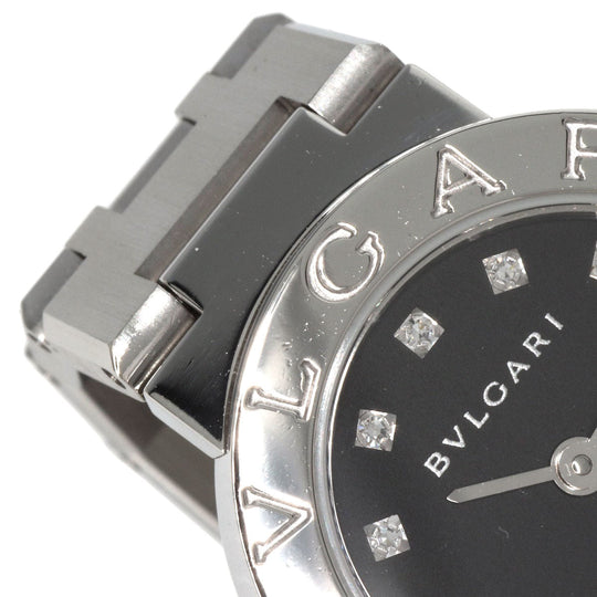 BVLGARI Watches Quartz BB23SS/12 Stainless Steel , Stainless Steel Silver BVLGARI BVLGARI 12P Diamond black dial Women Used Authentic
