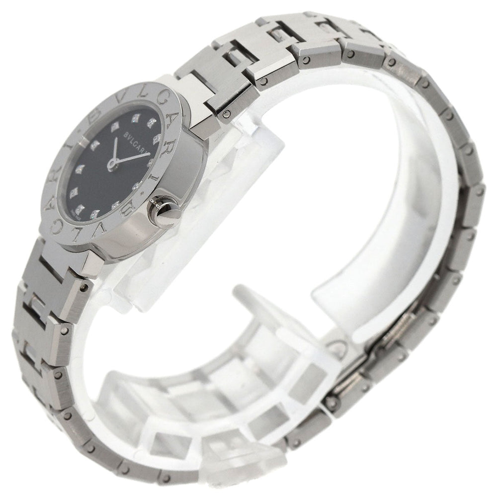 BVLGARI Watches Quartz BB23SS/12 Stainless Steel , Stainless Steel Silver BVLGARI BVLGARI 12P Diamond black dial Women Used Authentic