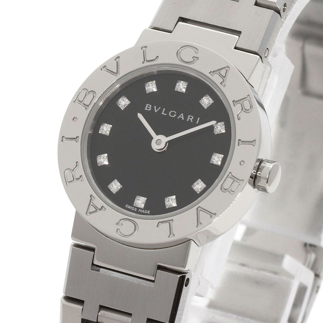 BVLGARI Watches Quartz BB23SS/12 Stainless Steel , Stainless Steel Silver BVLGARI BVLGARI 12P Diamond black dial Women Used Authentic