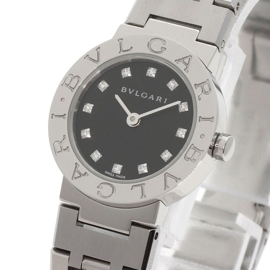 BVLGARI Watches Quartz BB23SS/12 Stainless Steel , Stainless Steel Silver BVLGARI BVLGARI 12P Diamond black dial Women Used Authentic