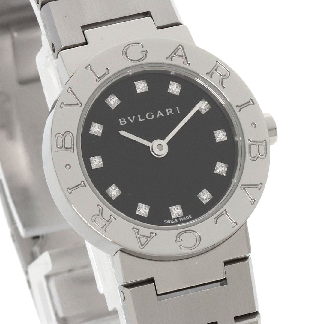 BVLGARI Watches Quartz BB23SS/12 Stainless Steel , Stainless Steel Silver BVLGARI BVLGARI 12P Diamond black dial Women Used Authentic