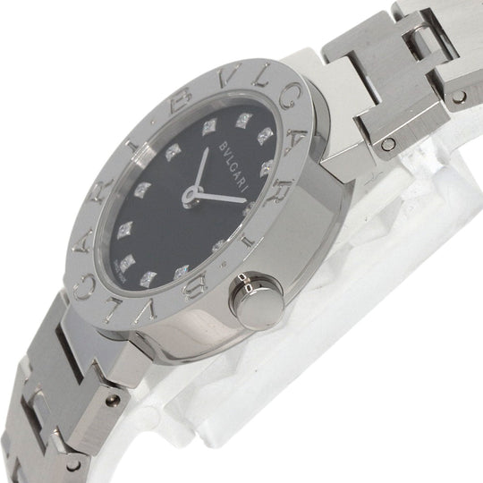 BVLGARI Watches Quartz BB23SS/12 Stainless Steel , Stainless Steel Silver BVLGARI BVLGARI 12P Diamond black dial Women Used Authentic