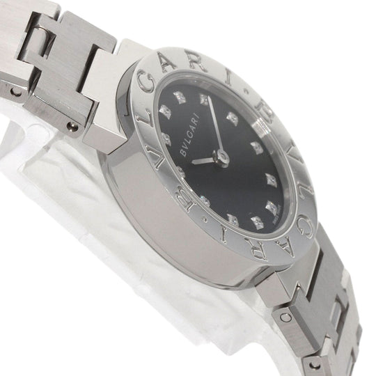 BVLGARI Watches Quartz BB23SS/12 Stainless Steel , Stainless Steel Silver BVLGARI BVLGARI 12P Diamond black dial Women Used Authentic