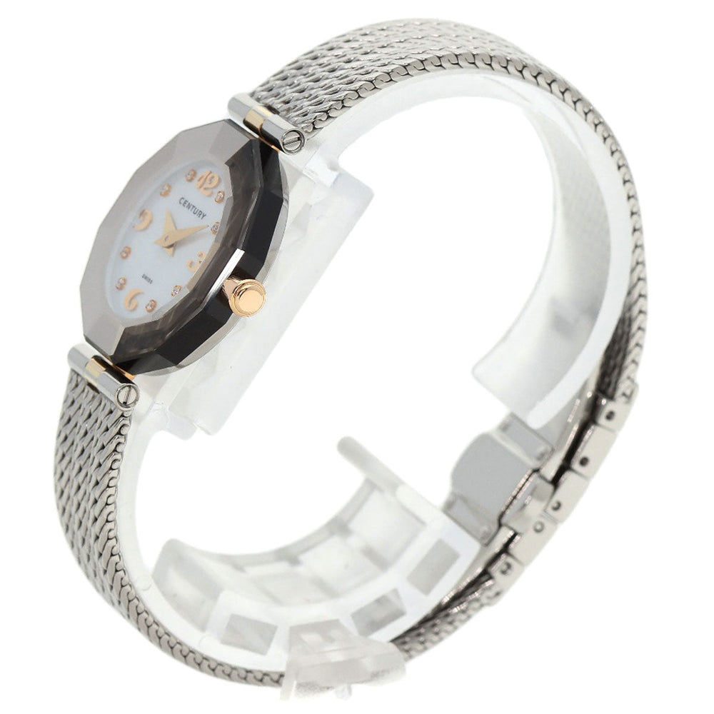CENTURY Watches Quartz Stainless Steel , Stainless Steel Silver Plat im time White shell dial Women Used Authentic