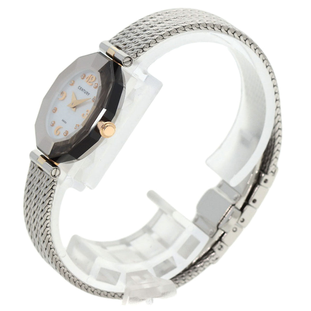 CENTURY Watches Quartz Stainless Steel , Stainless Steel Silver Plat im time White shell dial Women Used Authentic