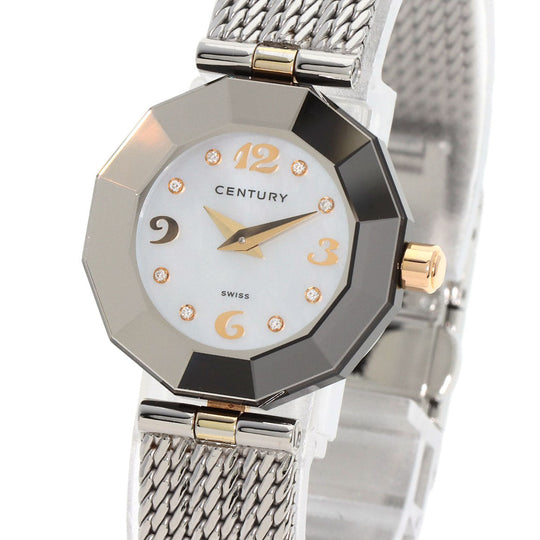 CENTURY Watches Quartz Stainless Steel , Stainless Steel Silver Plat im time White shell dial Women Used Authentic